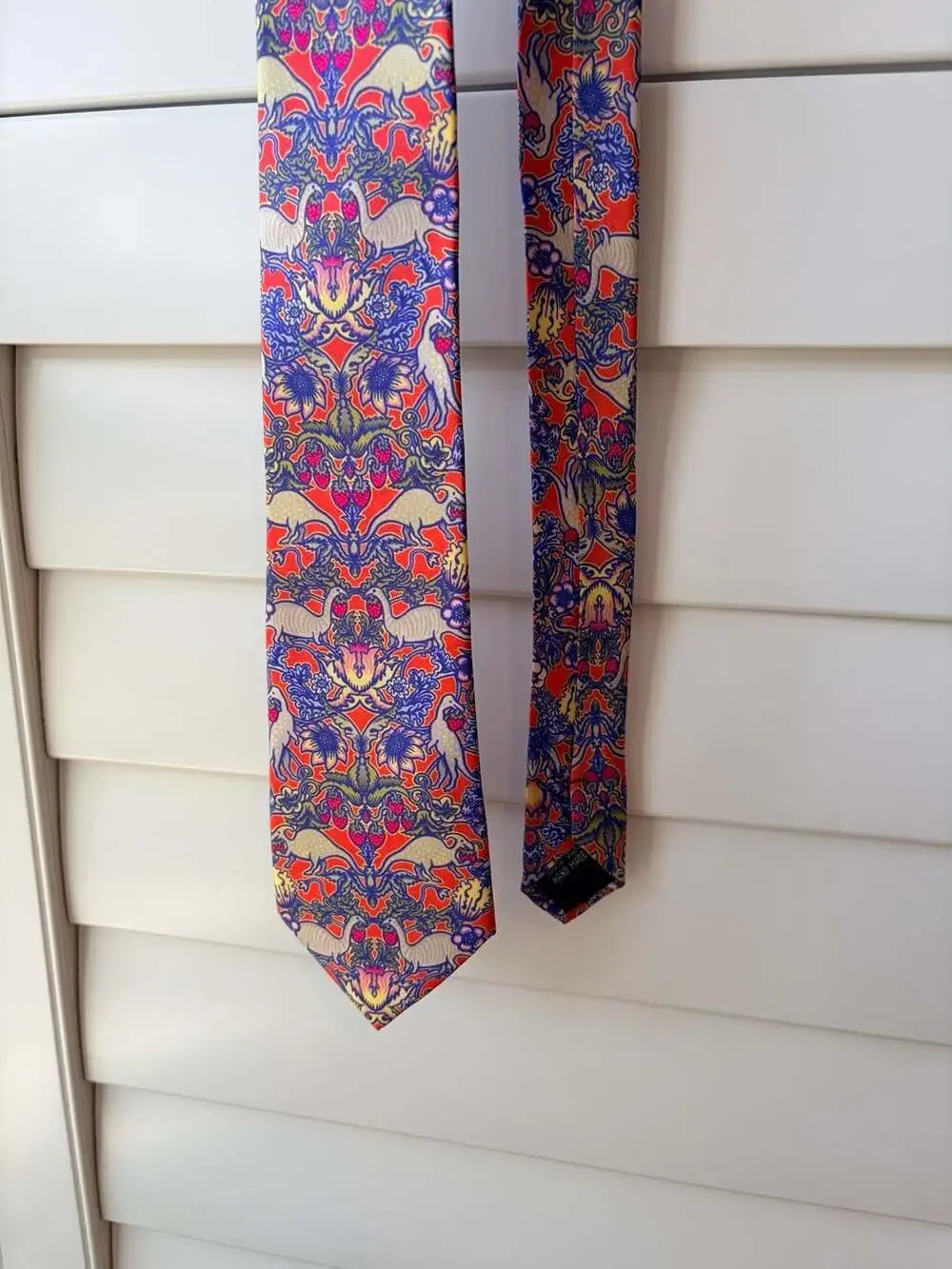 William Morris Strawberry Thief Print Silk Necktie